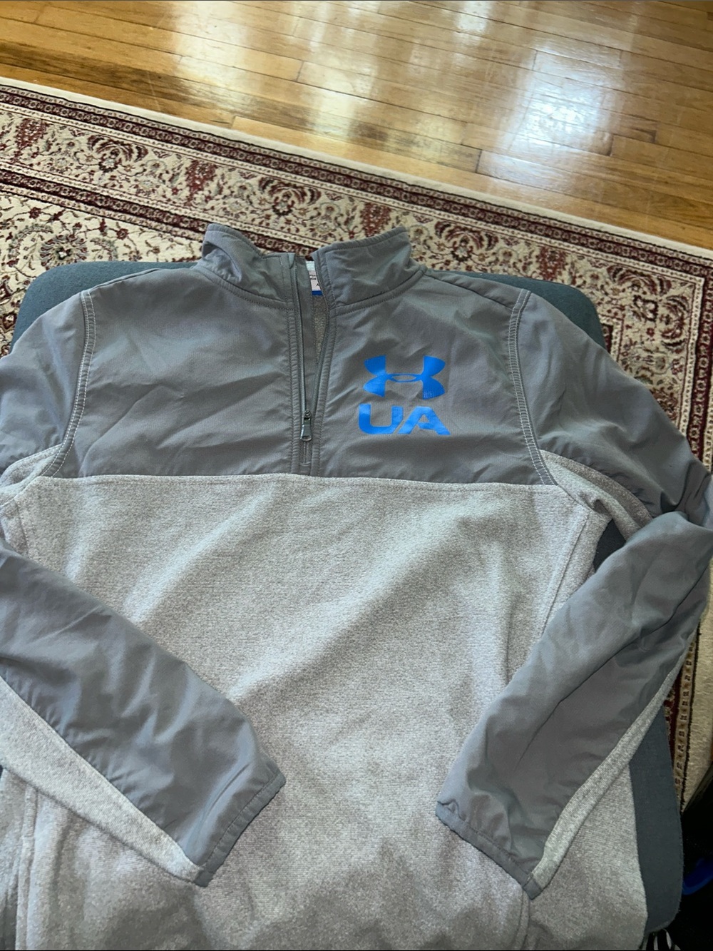 Under Armour Grey & Blue Quarter-Zip Pullover